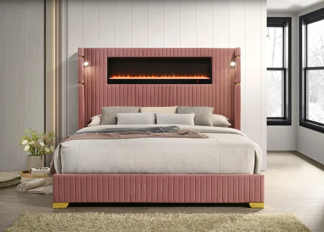 Romance2 Pink Platform Bed - Queen, King