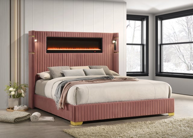 Romance2 Pink Platform Bed - Queen, King