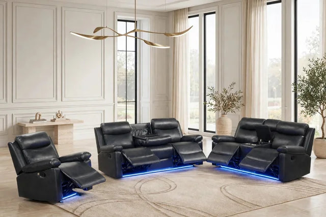 Isabel Black - 2PC OR 3PC Reclining Set