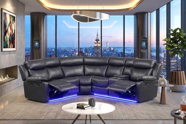Super Black Reclining Sectional **NEW ARRIVAL**