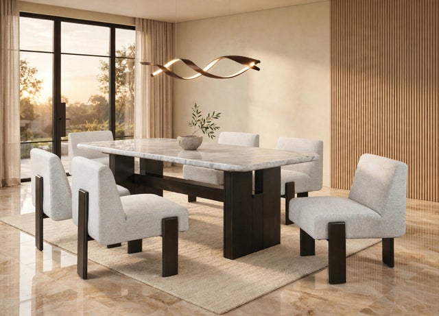 Diva- (GENUINE MARBLE) Table & 6-Chairs **NEW ARRIVAL **