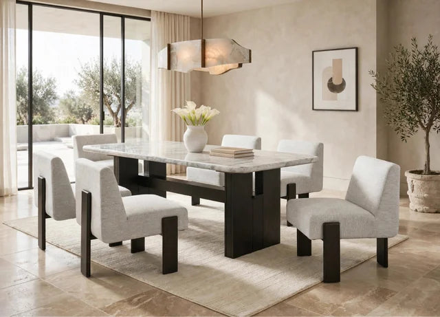 Diva- (GENUINE MARBLE) Table & 6-Chairs **NEW ARRIVAL **
