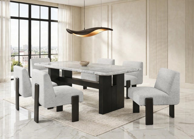 Diva- (GENUINE MARBLE) Table & 6-Chairs **NEW ARRIVAL **