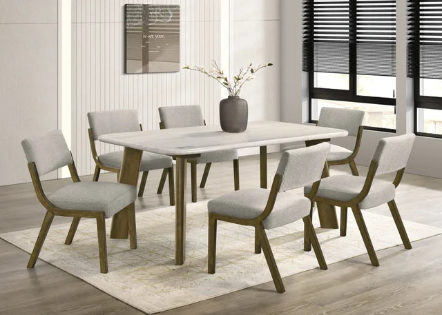 Parker10 - (GENUINE MARBLE) Table & 6-Chairs **NEW ARRIVAL **