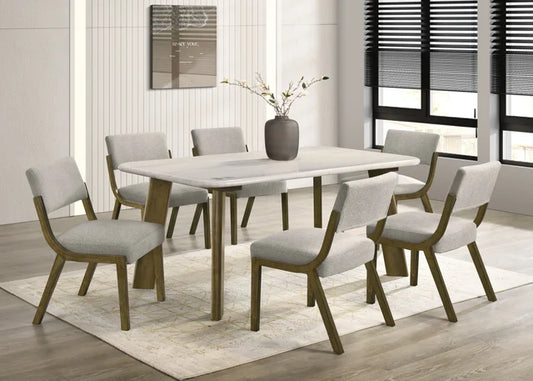 Parker10 - (GENUINE MARBLE) Table & 6-Chairs **NEW ARRIVAL **