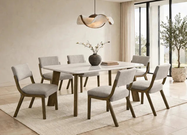 Parker10 - (GENUINE MARBLE) Table & 6-Chairs **NEW ARRIVAL **