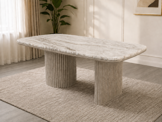 SAMARA - (GENUINE MARBLE) Table & 6-Chairs  **NEW ARRIVAL**