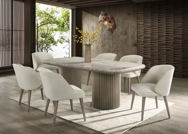 SAMARA - (GENUINE MARBLE) Table & 6-Chairs  **NEW ARRIVAL**