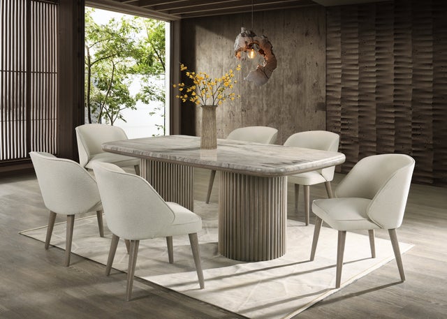 SAMARA - (GENUINE MARBLE) Table & 6-Chairs  **NEW ARRIVAL**