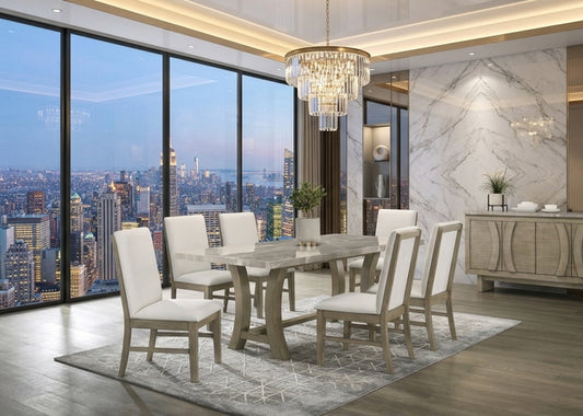 ROCO - (GENUINE MARBLE) Table & 6-Chairs **NEW ARRIVAL**