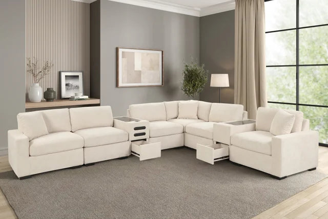 Barista Beige 8PC Modular Sectional Set (w/ Bluetooth Speaker) **NEW ARRIVAL**