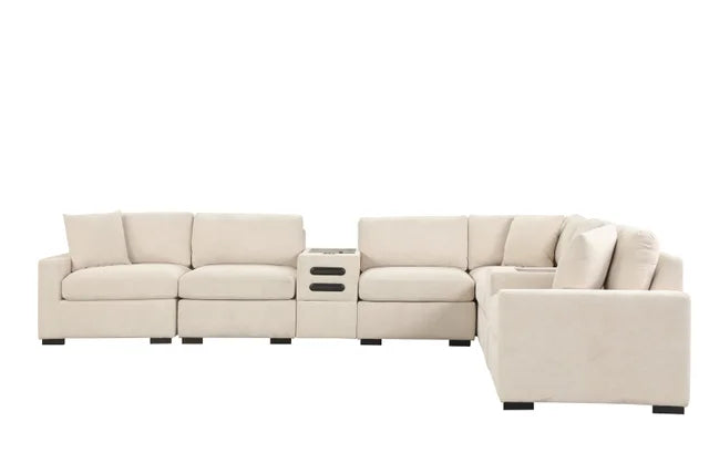 Barista Beige 8PC Modular Sectional Set (w/ Bluetooth Speaker) **NEW ARRIVAL**