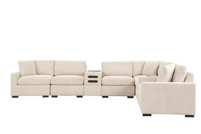 Barista Beige 8PC Modular Sectional Set (w/ Bluetooth Speaker) **NEW ARRIVAL**