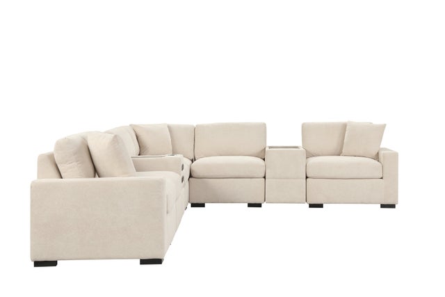 Barista Beige 8PC Modular Sectional Set (w/ Bluetooth Speaker) **NEW ARRIVAL**
