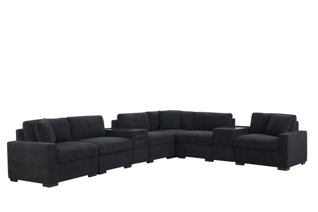 Barista Black 8PC Modular Sectional Set (w/ Bluetooth Speaker) **NEW ARRIVAL**