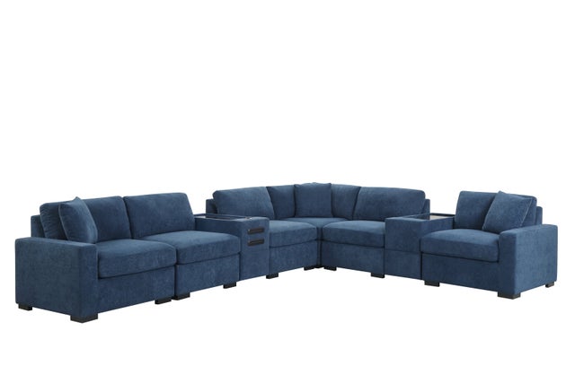 Barista Blue 8PC Modular Sectional Set (w/ Bluetooth Speaker) **NEW ARRIVAL**