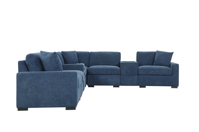 Barista Blue 8PC Modular Sectional Set (w/ Bluetooth Speaker) **NEW ARRIVAL**