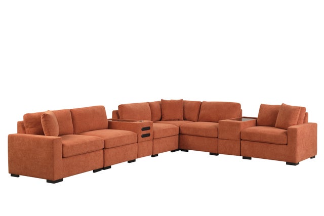 Barista Rust 8PC Modular Sectional Set (w/ Bluetooth Speaker) **NEW ARRIVAL**