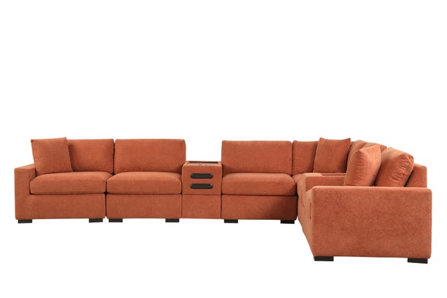 Barista Rust 8PC Modular Sectional Set (w/ Bluetooth Speaker) **NEW ARRIVAL**