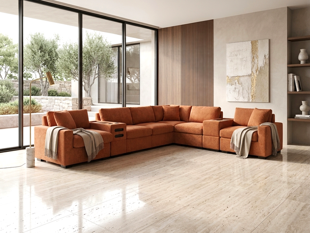 Barista Rust 8PC Modular Sectional Set (w/ Bluetooth Speaker) **NEW ARRIVAL**