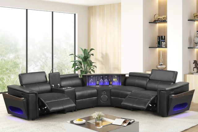 Holiday Black Power Reclining Sectional (w/ Bluetooth Speakers) **NEW ARRIVAL**