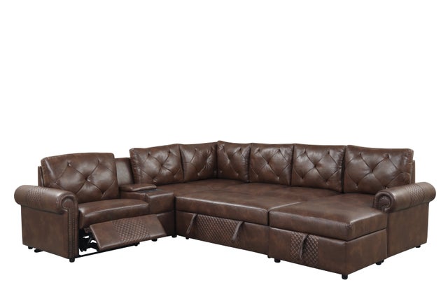 Winston Brown Power Reclining Sectional (w/ Pull-Out Bed) **NEW ARRIVAL**