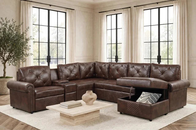 Winston Brown Power Reclining Sectional (w/ Pull-Out Bed) **NEW ARRIVAL**