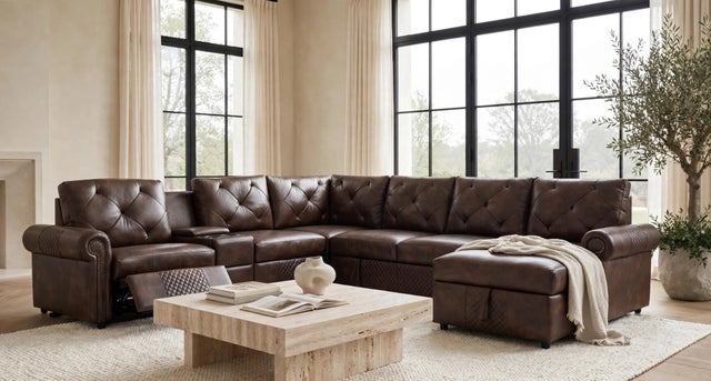 Winston Brown Power Reclining Sectional (w/ Pull-Out Bed) **NEW ARRIVAL**