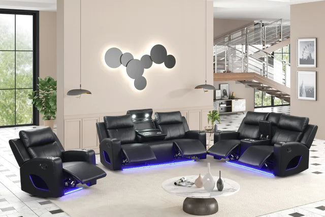 Pinnacle Black 3PC Reclining Set **NEW ARRIVAL**