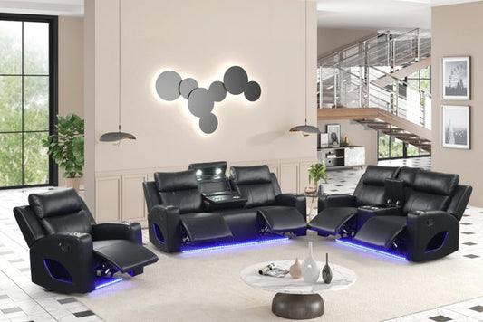 Pinnacle Black 3PC Reclining Set **NEW ARRIVAL**