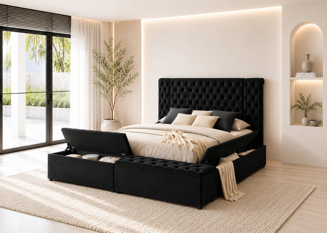 Liam Black Platform Bed Queen, King **NEW ARRIVAL**