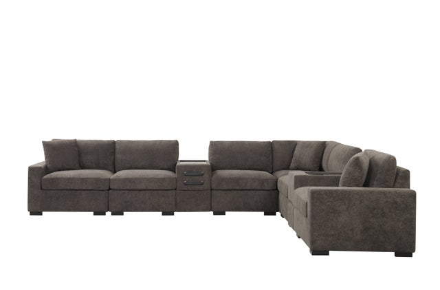 Barista Chocolate 8PC Modular Sectional Set (w/ Bluetooth Speaker) **NEW ARRIVAL**