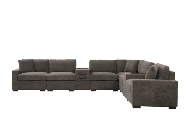 Barista Chocolate 8PC Modular Sectional Set (w/ Bluetooth Speaker) **NEW ARRIVAL**
