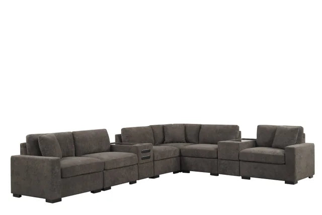 Barista Chocolate 8PC Modular Sectional Set (w/ Bluetooth Speaker) **NEW ARRIVAL**