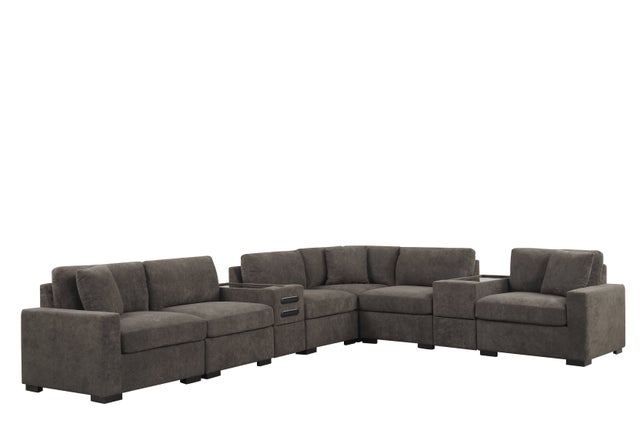 Barista Chocolate 8PC Modular Sectional Set (w/ Bluetooth Speaker) **NEW ARRIVAL**