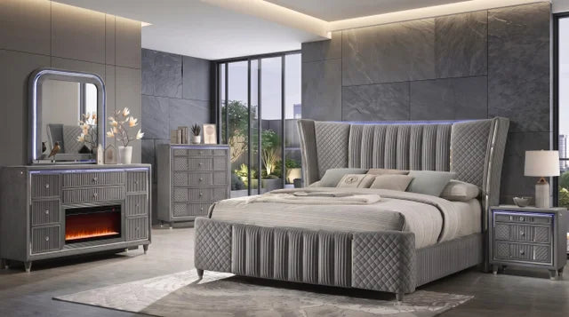 Cleopatra Grey 4PC OR 5PC Set - Queen, King **NEW ARRIVAL**
