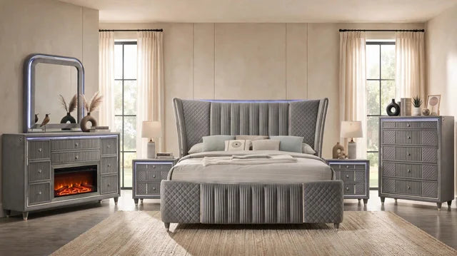 Cleopatra Grey 4PC OR 5PC Set - Queen, King **NEW ARRIVAL**