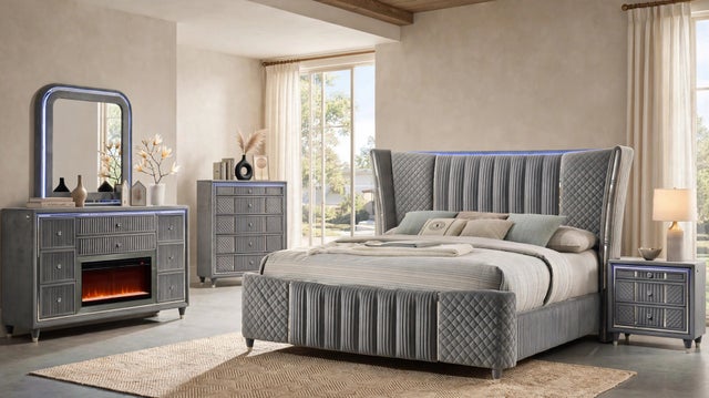 Cleopatra Grey 4PC OR 5PC Set - Queen, King **NEW ARRIVAL**