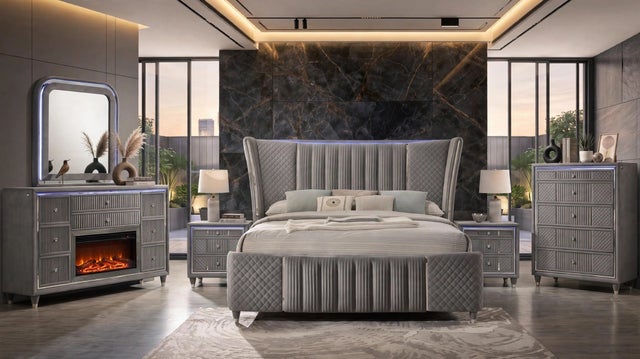 Cleopatra Grey 4PC OR 5PC Set - Queen, King **NEW ARRIVAL**