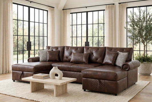 Sonoma Brown Double Storage Chaise Sectional (w/ Pull-Out Bed) **NEW ARRIVAL**