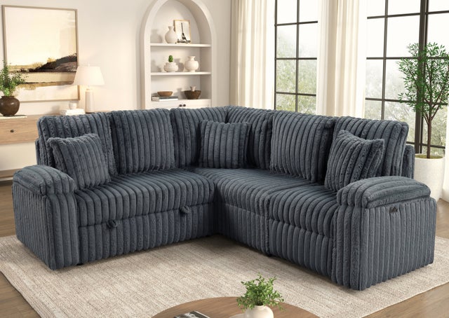 AMIRI Charcoal Power Sectional With Pull-Out Bed **NEW ARRIVAL**