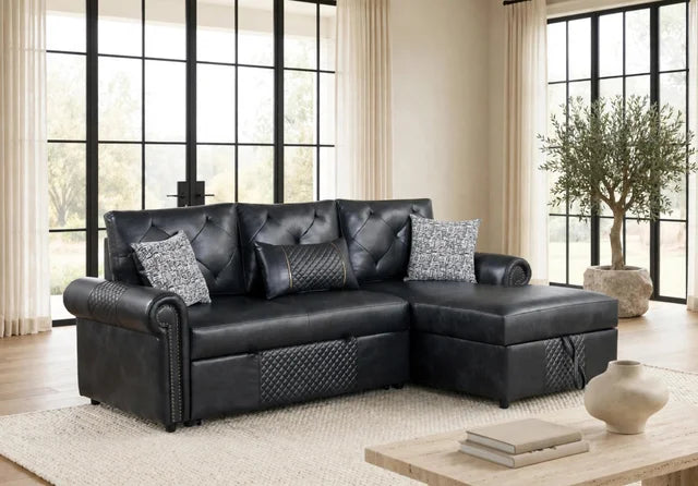 BELLINA Black Sectional With Pull-Out Bed **NEW ARRIVAL**
