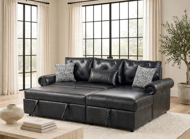 BELLINA Black Sectional With Pull-Out Bed **NEW ARRIVAL**