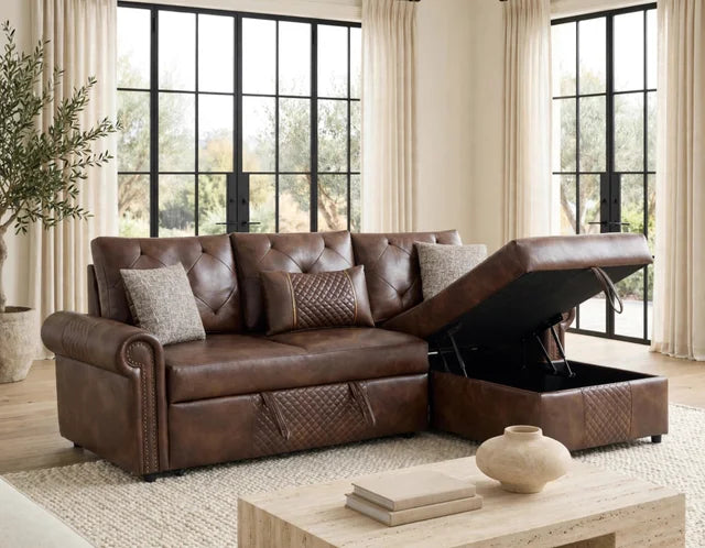 BELLINA Brown Sectional With Pull-Out Bed **NEW ARRIVAL**