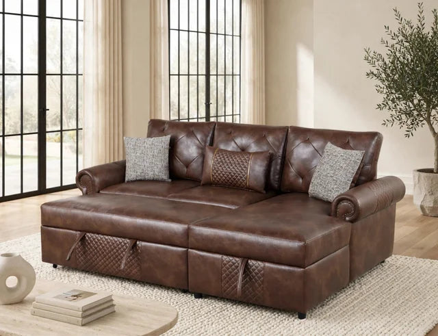 BELLINA Brown Sectional With Pull-Out Bed **NEW ARRIVAL**