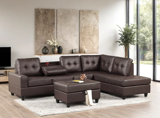 1HEIGHTS - Reversible Sectional + Ottoman Set (Espresso)