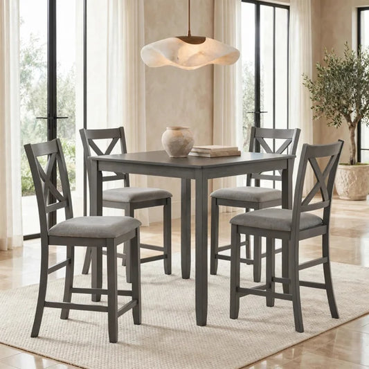 Tahoe - Grey - Pub Table + 4 Chairs