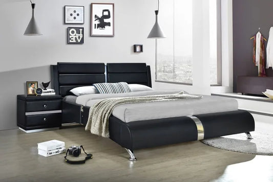 Vegas Black Platform Bed - Queen, King