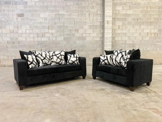 110 - Black Sofa & Loveseat Set