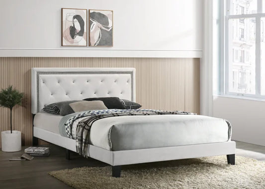 Passion White Velvet Platform Bed - Twin, Full, Queen, King**BLACK FRIDAY**